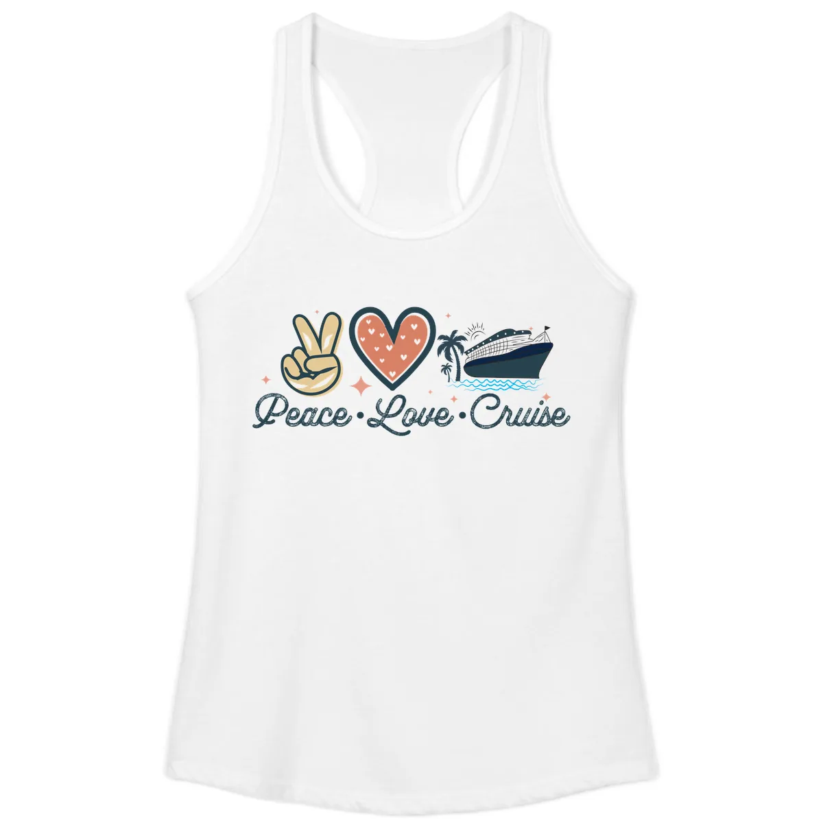 Peace Love Cruise Ladies Tank in White