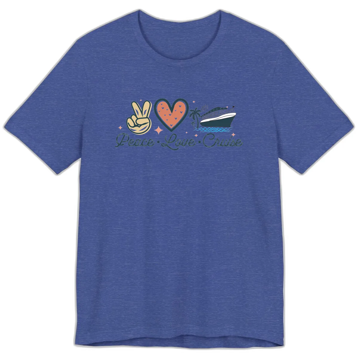 Peace Love Cruise Premium T-Shirt in Heather True Royal