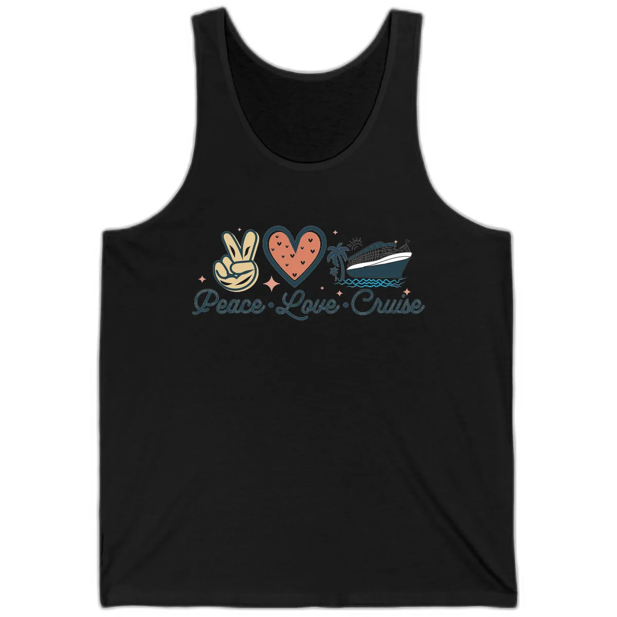 Peace Love Cruise Tank in Black