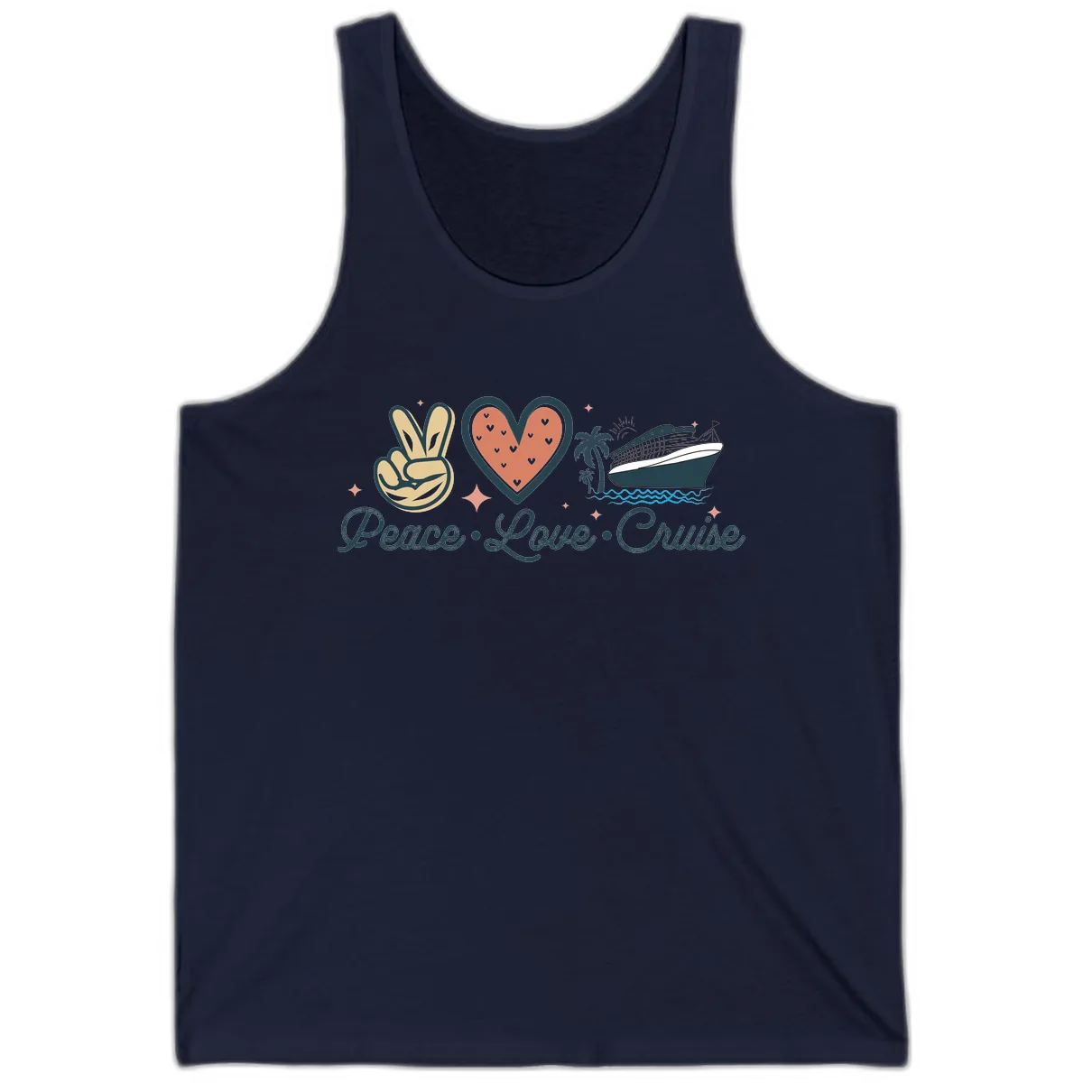 Peace Love Cruise Tank in Navy