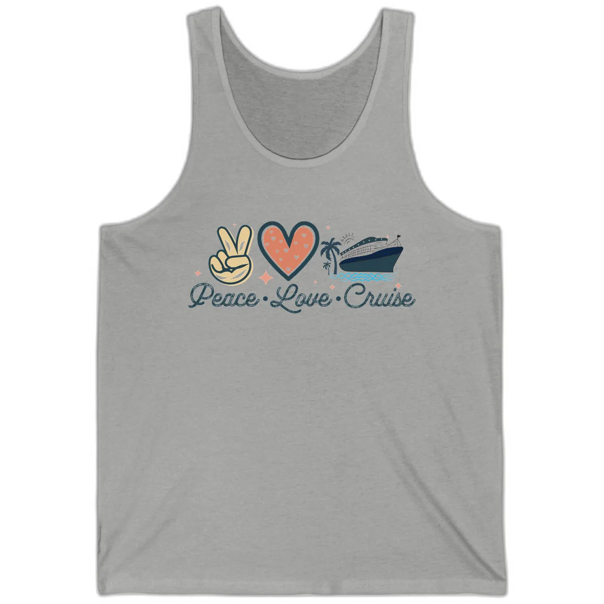 Peace Love Cruise Tank in Athletic Heather