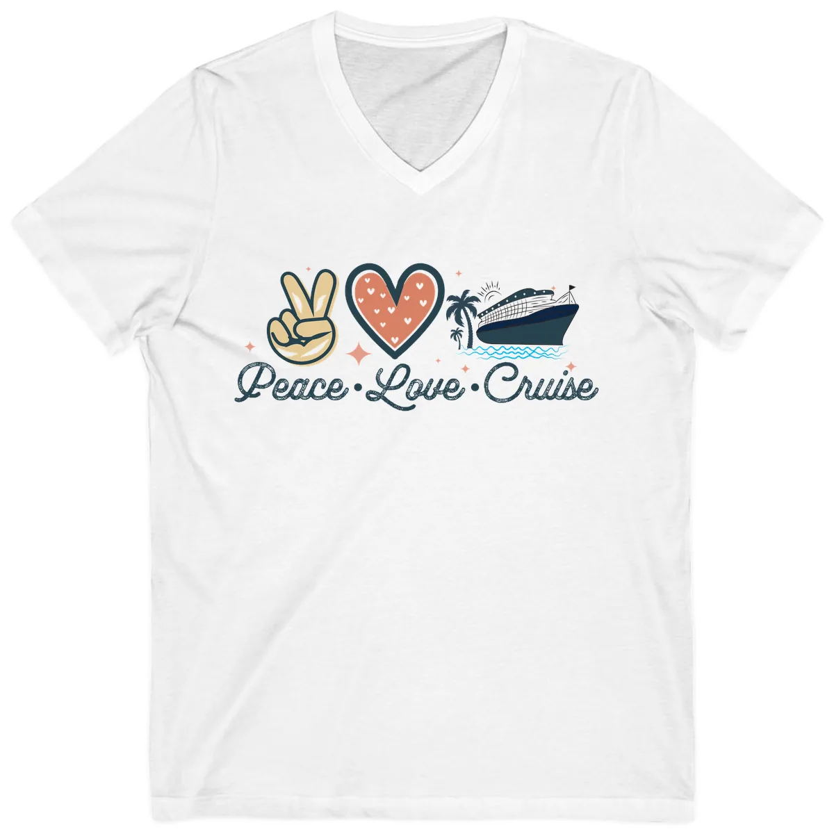 Peace Love Cruise V-Neck in White