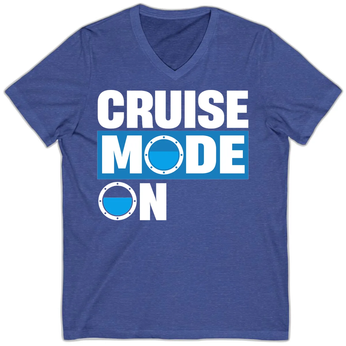 Cruise Mode On V-Neck in Heather True Royal