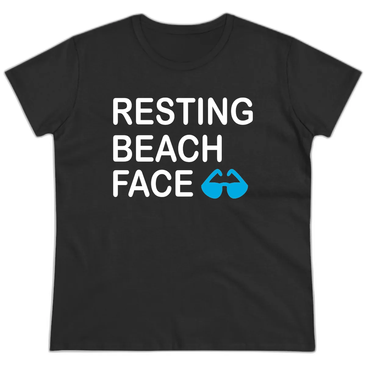 Resting Beach Face Ladies Tee in Black