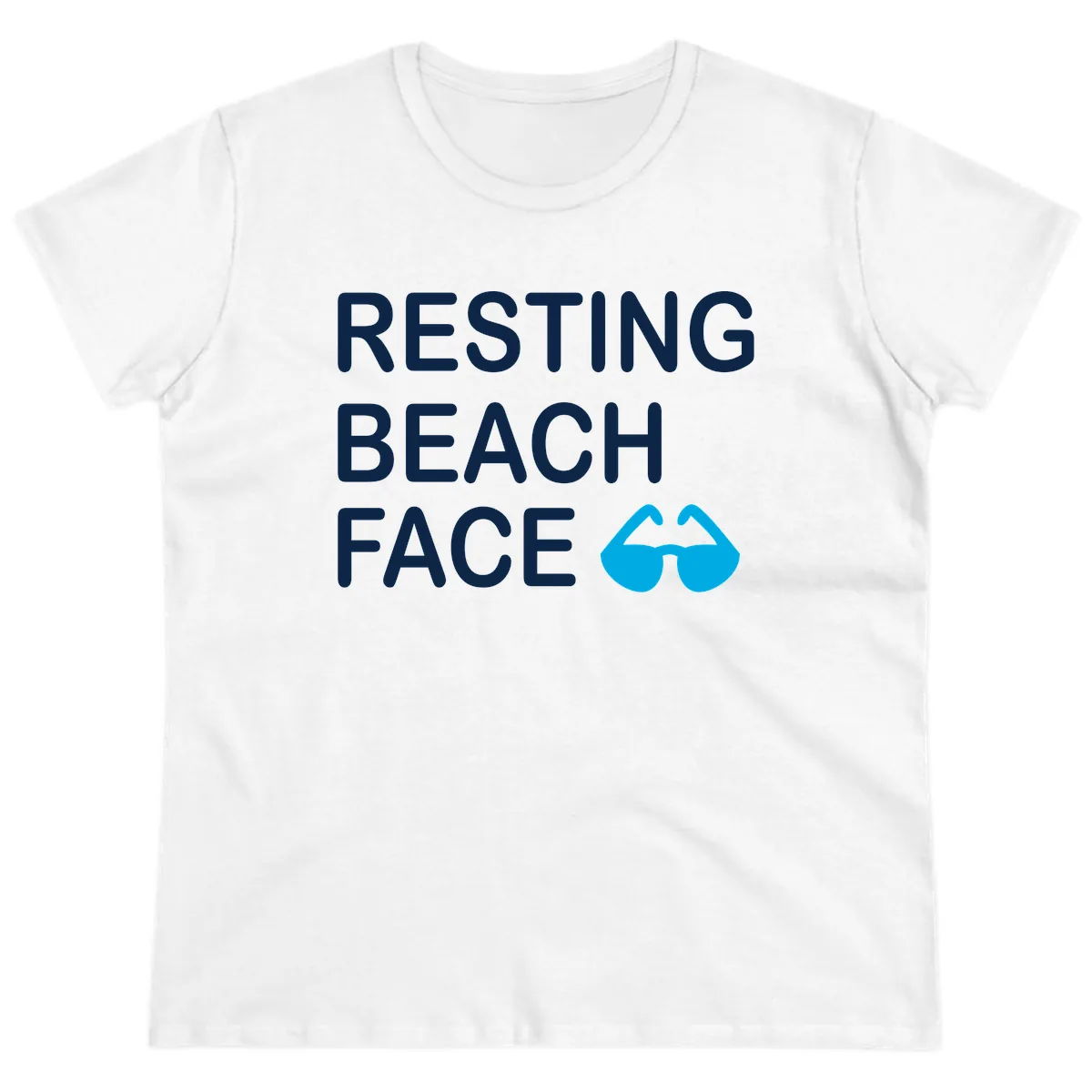 Resting Beach Face Ladies Tee in White
