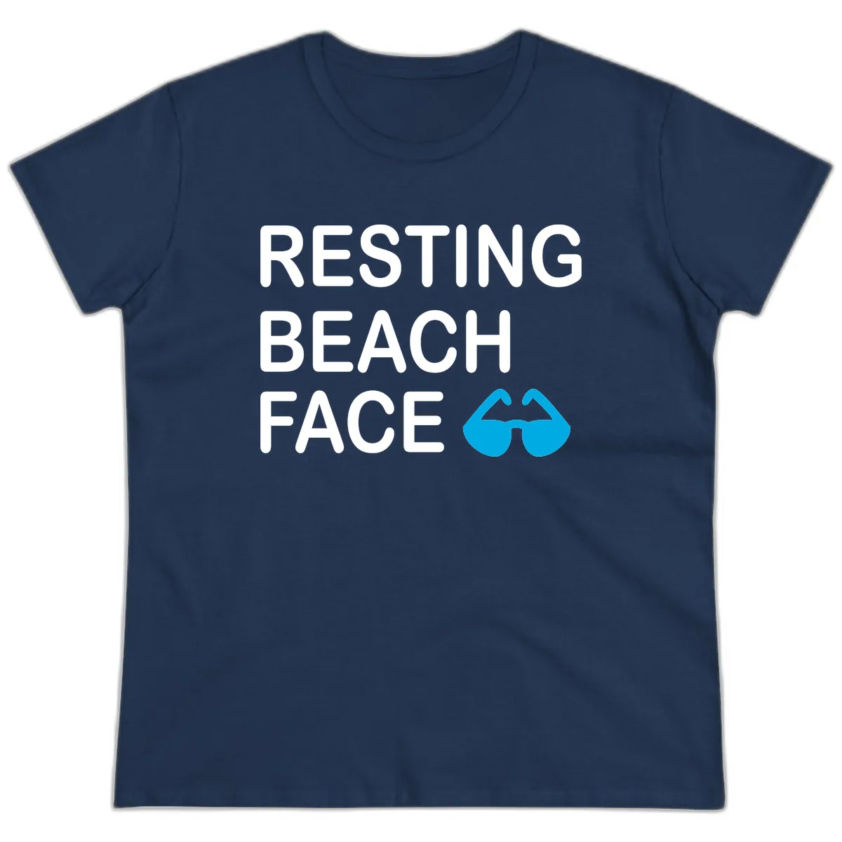Resting Beach Face Ladies Tee in Navy