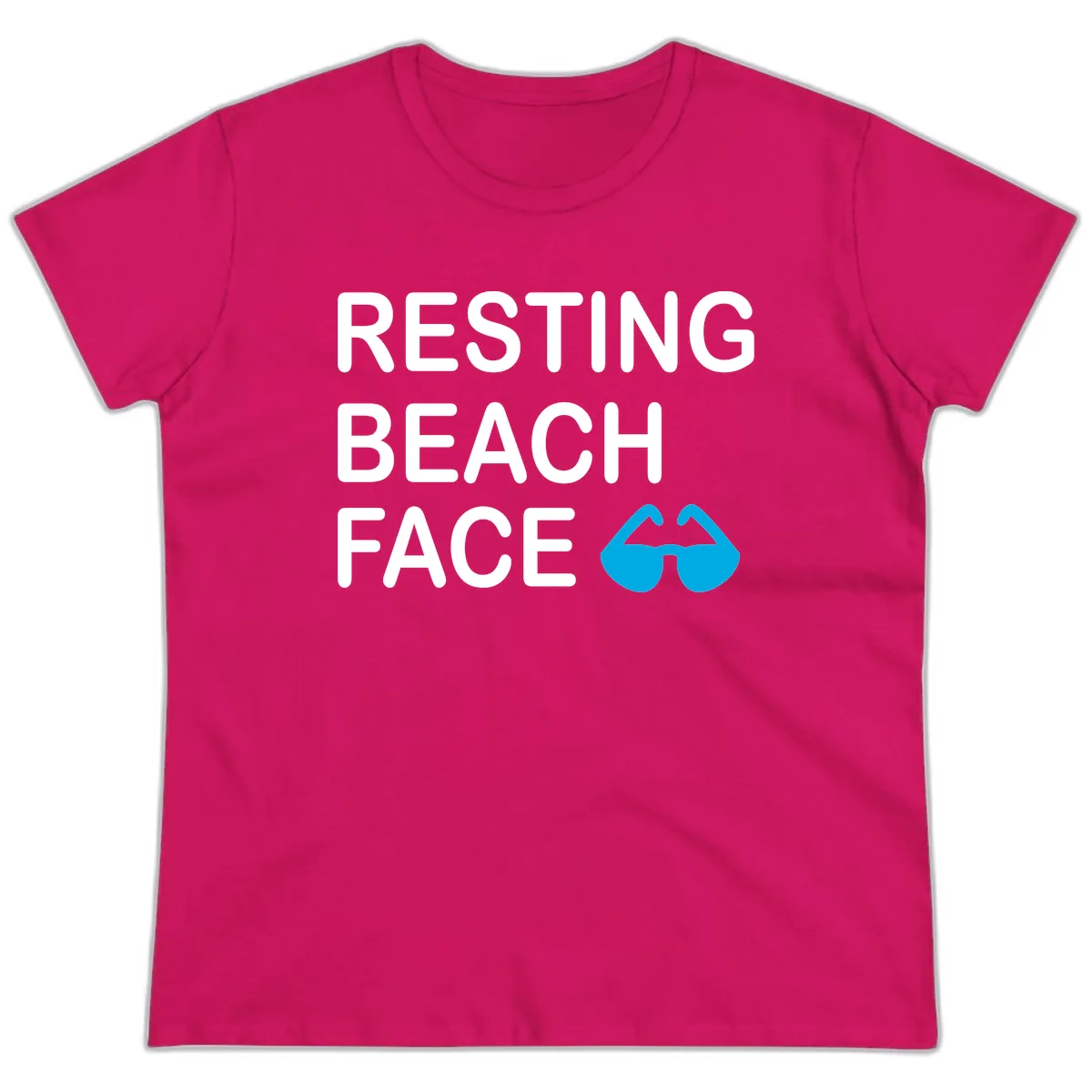 Resting Beach Face Ladies Tee in Heliconia