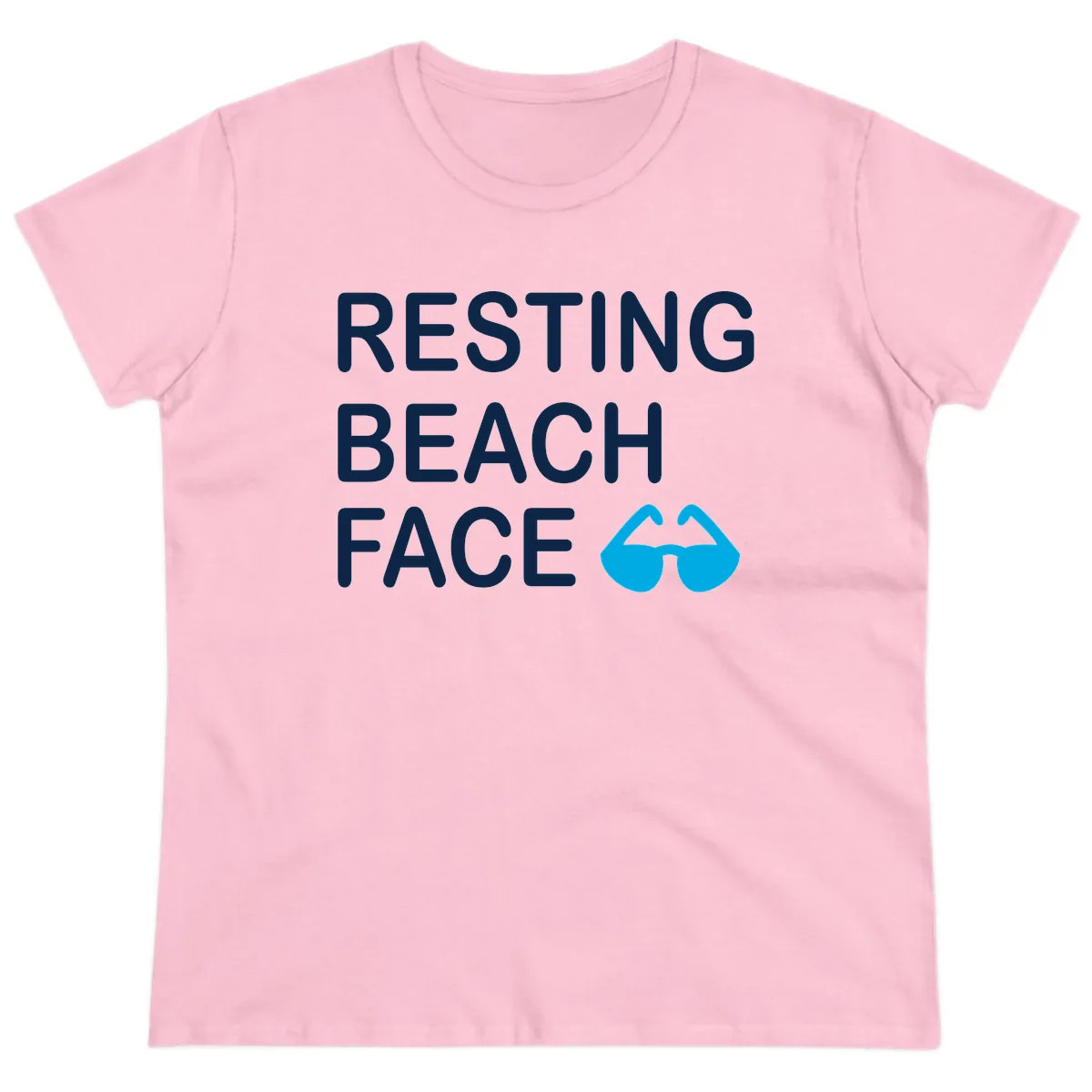 Resting Beach Face Ladies Tee in Light Pink
