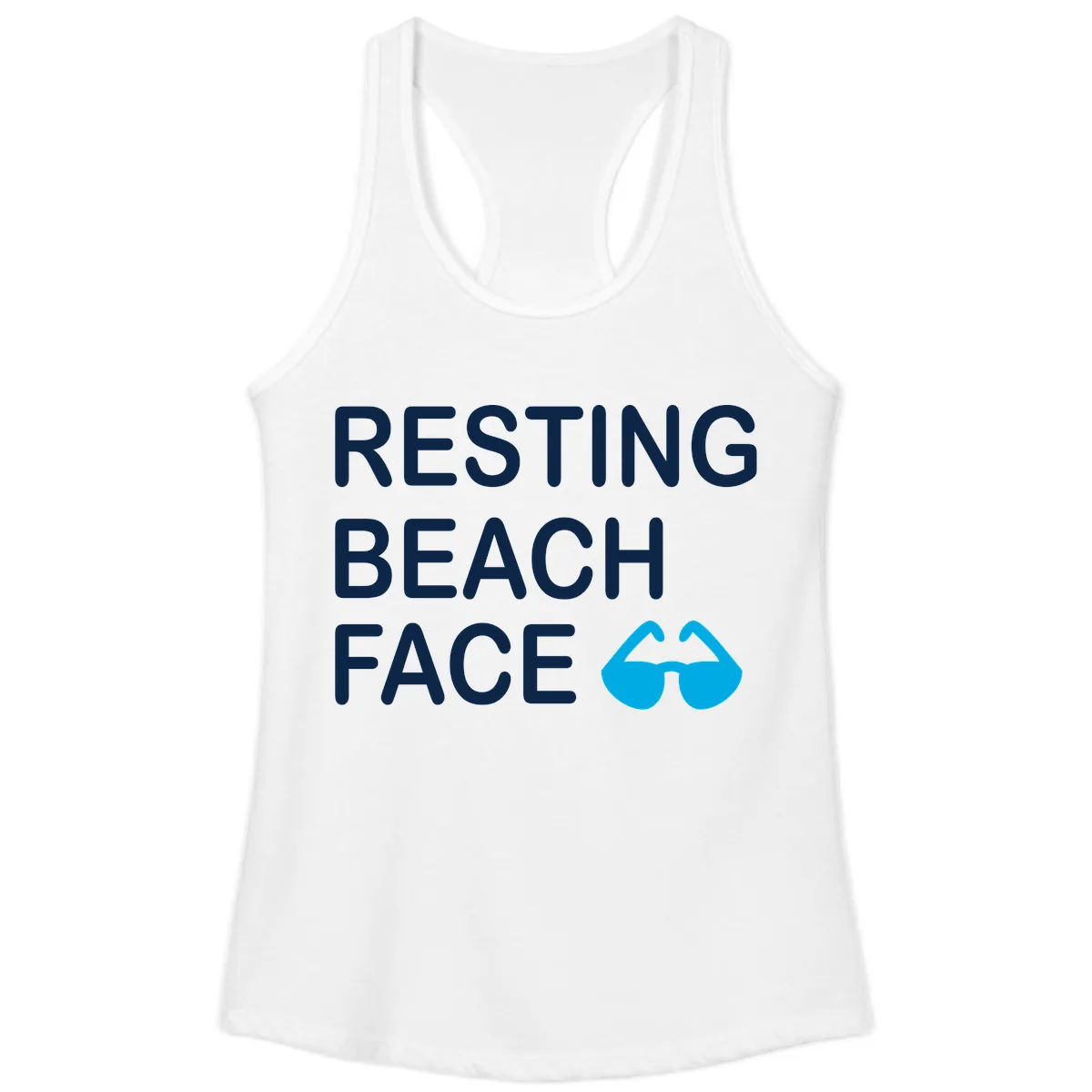 Resting Beach Face Ladies Tank in White