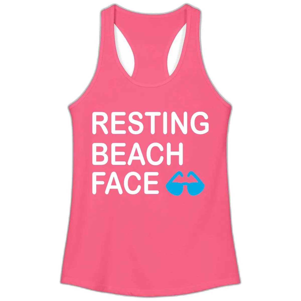 Resting Beach Face Ladies Tank in Solid Hot Pink