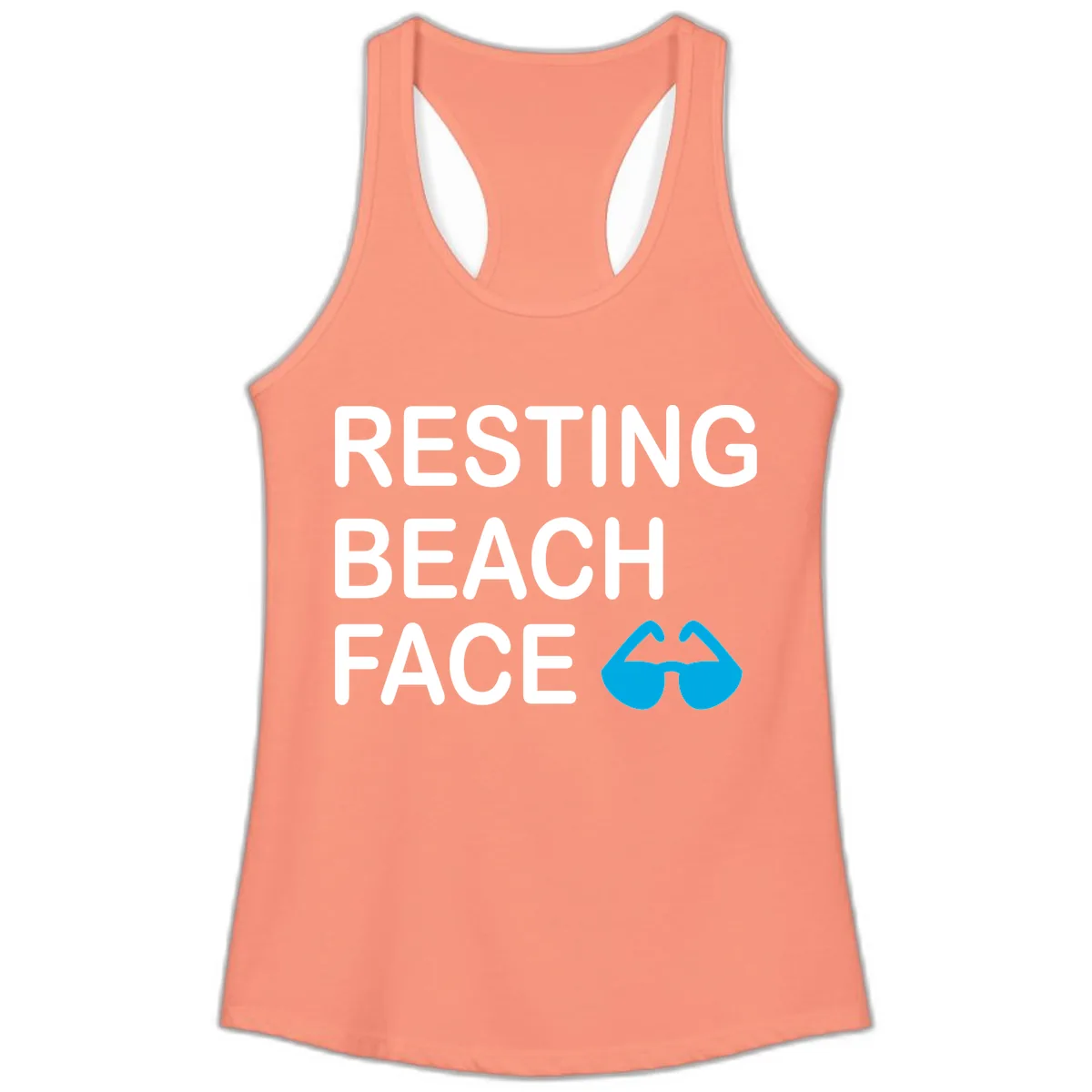 Resting Beach Face Ladies Tank in Solid Light Orange