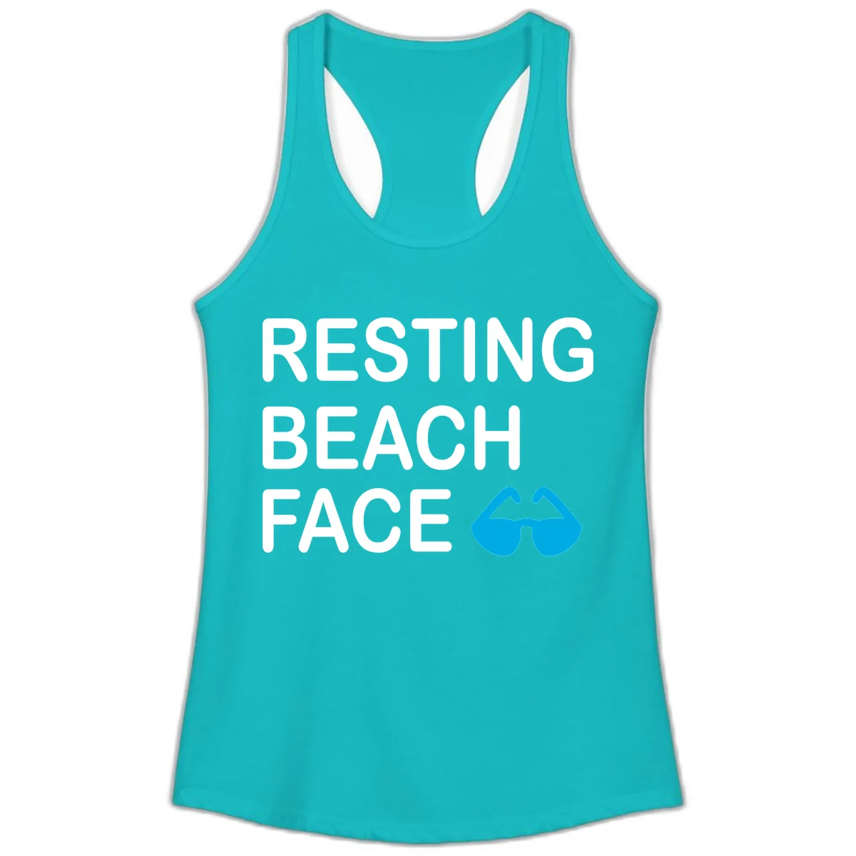 Resting Beach Face Ladies Tank in Tahiti Blue