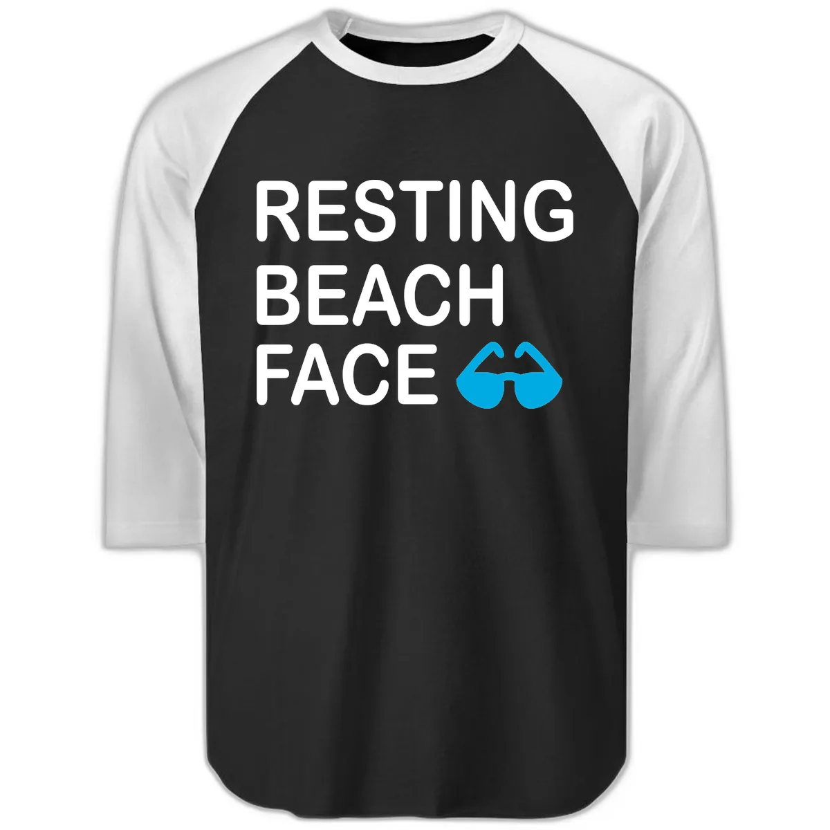 Resting Beach Face Raglan 3/4 in Black White