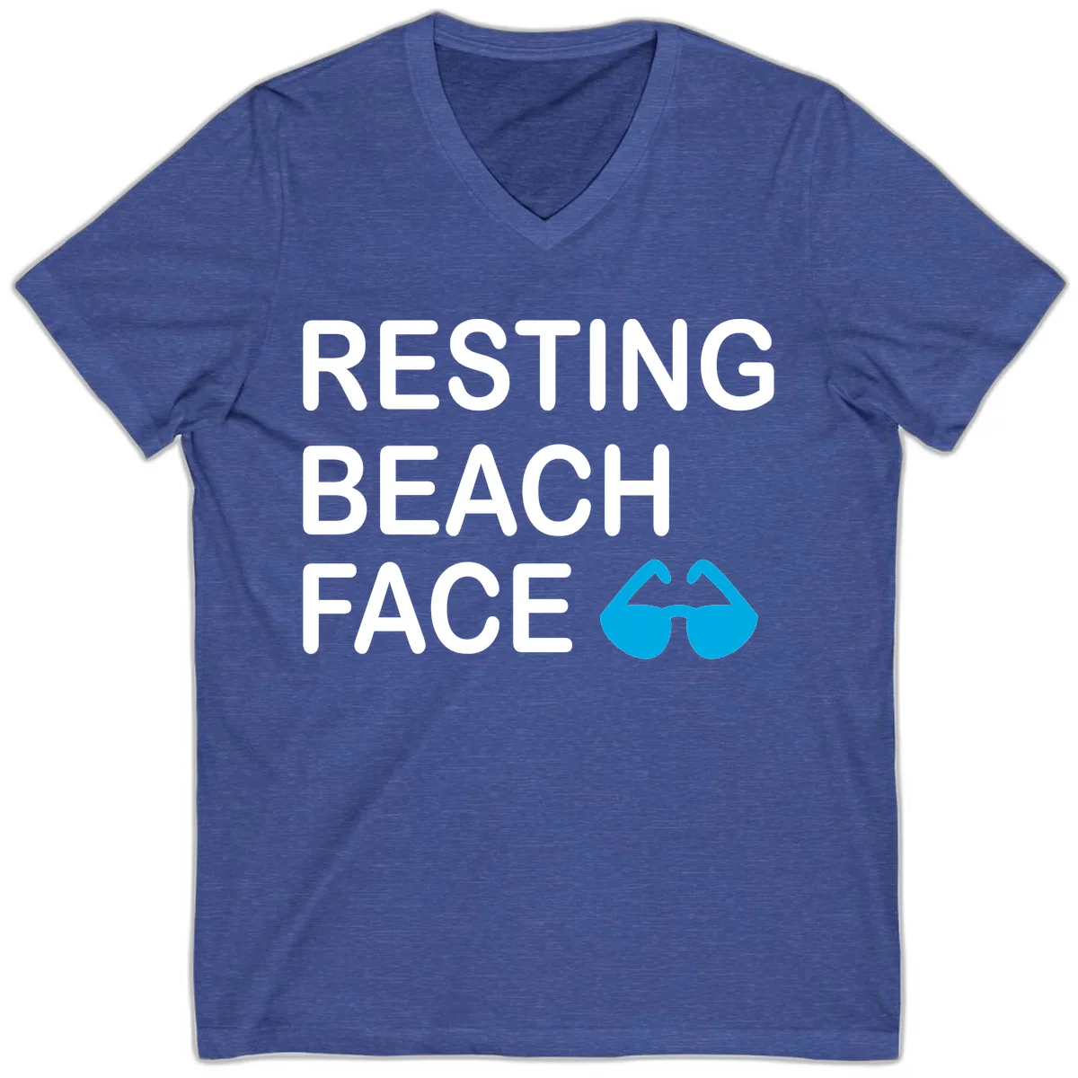 Resting Beach Face V-Neck in Heather True Royal