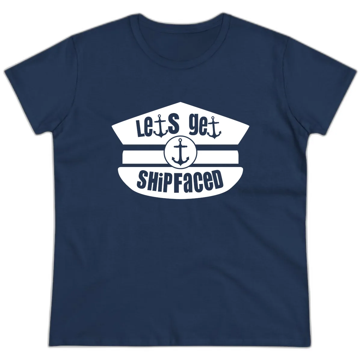 Let's Get Shipfaced Ladies Tee in Navy