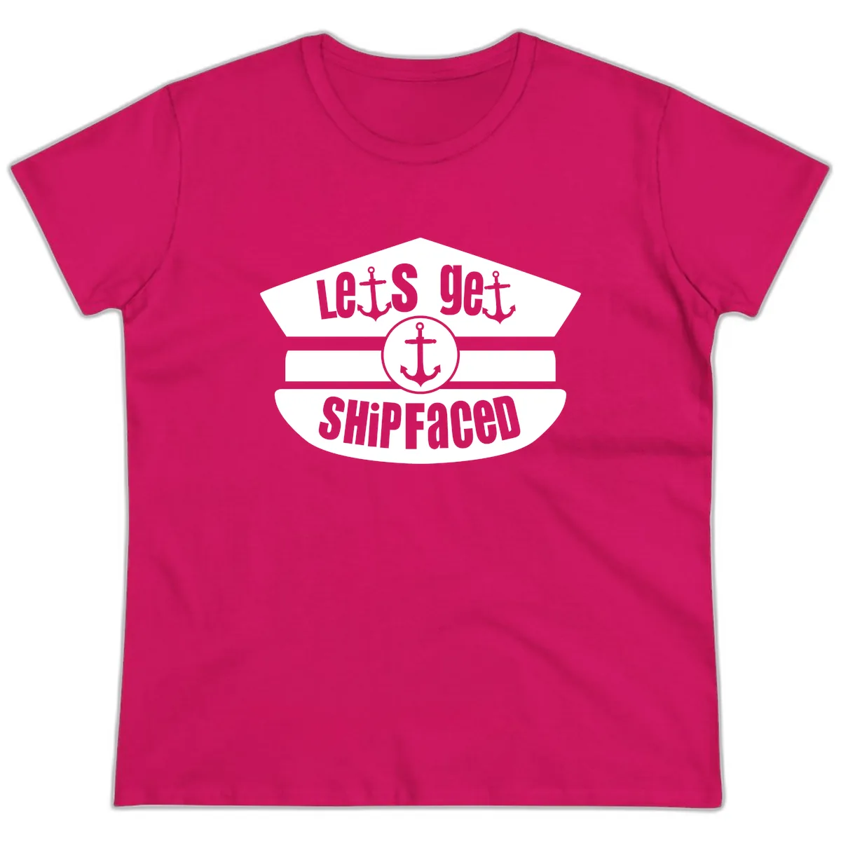 Let's Get Shipfaced Ladies Tee in Heliconia
