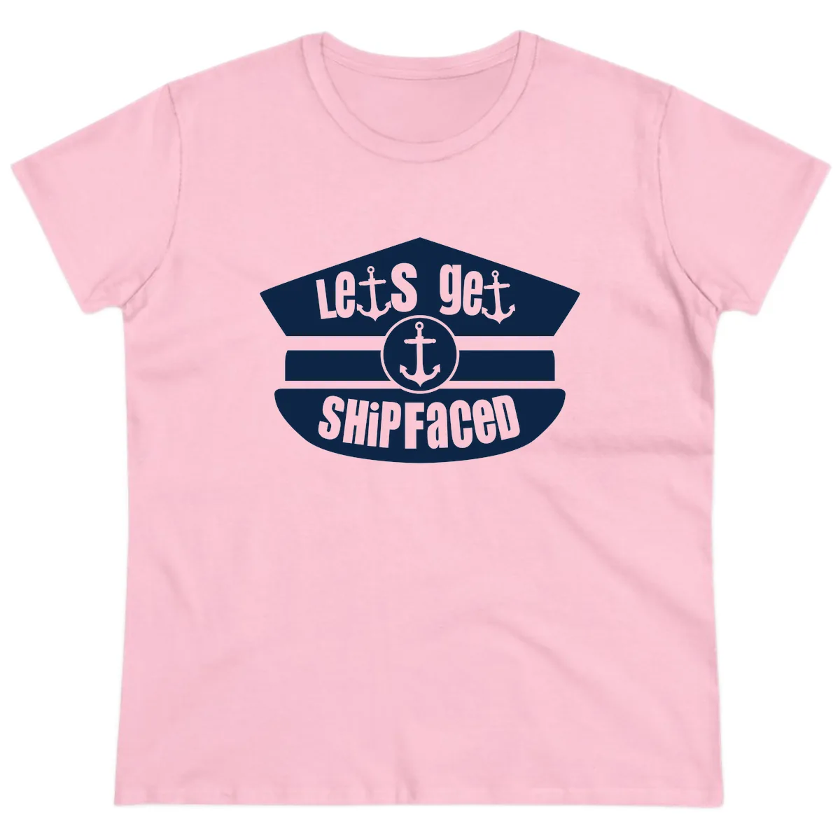 Let's Get Shipfaced Ladies Tee in Light Pink