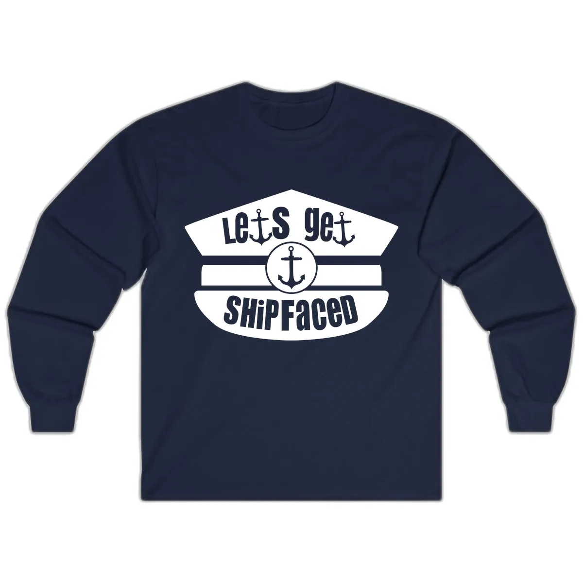 Let's Get Shipfaced Long Sleeve in Navy