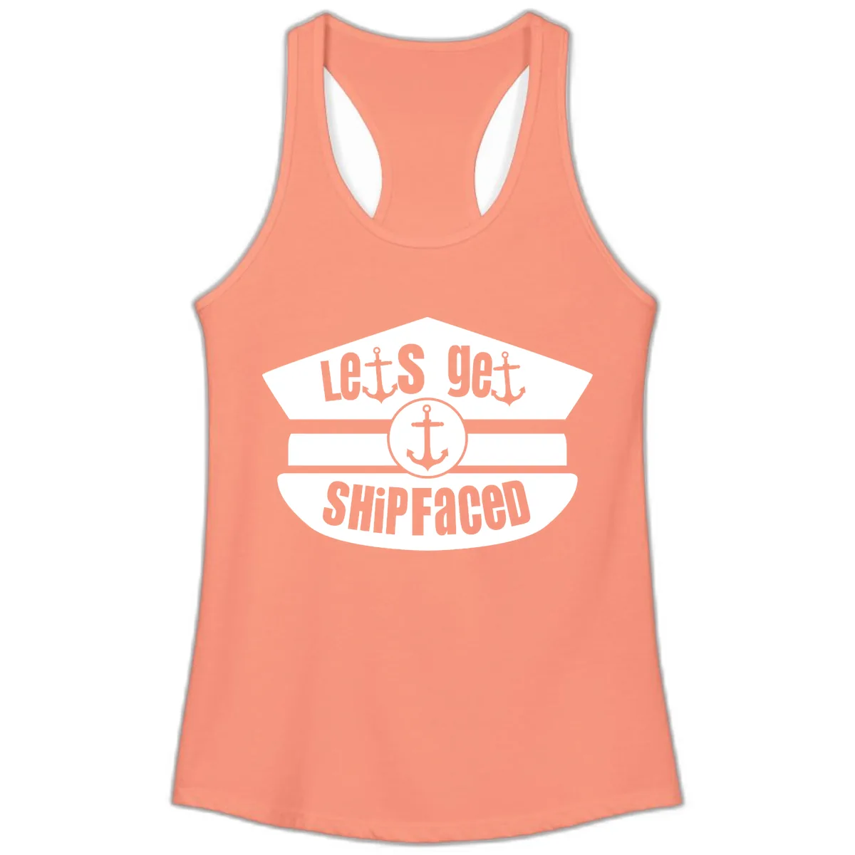Let's Get Shipfaced Ladies Tank in Solid Light Orange