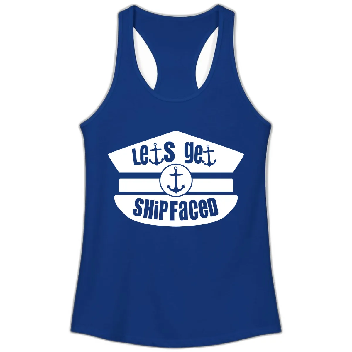 Let's Get Shipfaced Ladies Tank in Solid Royal