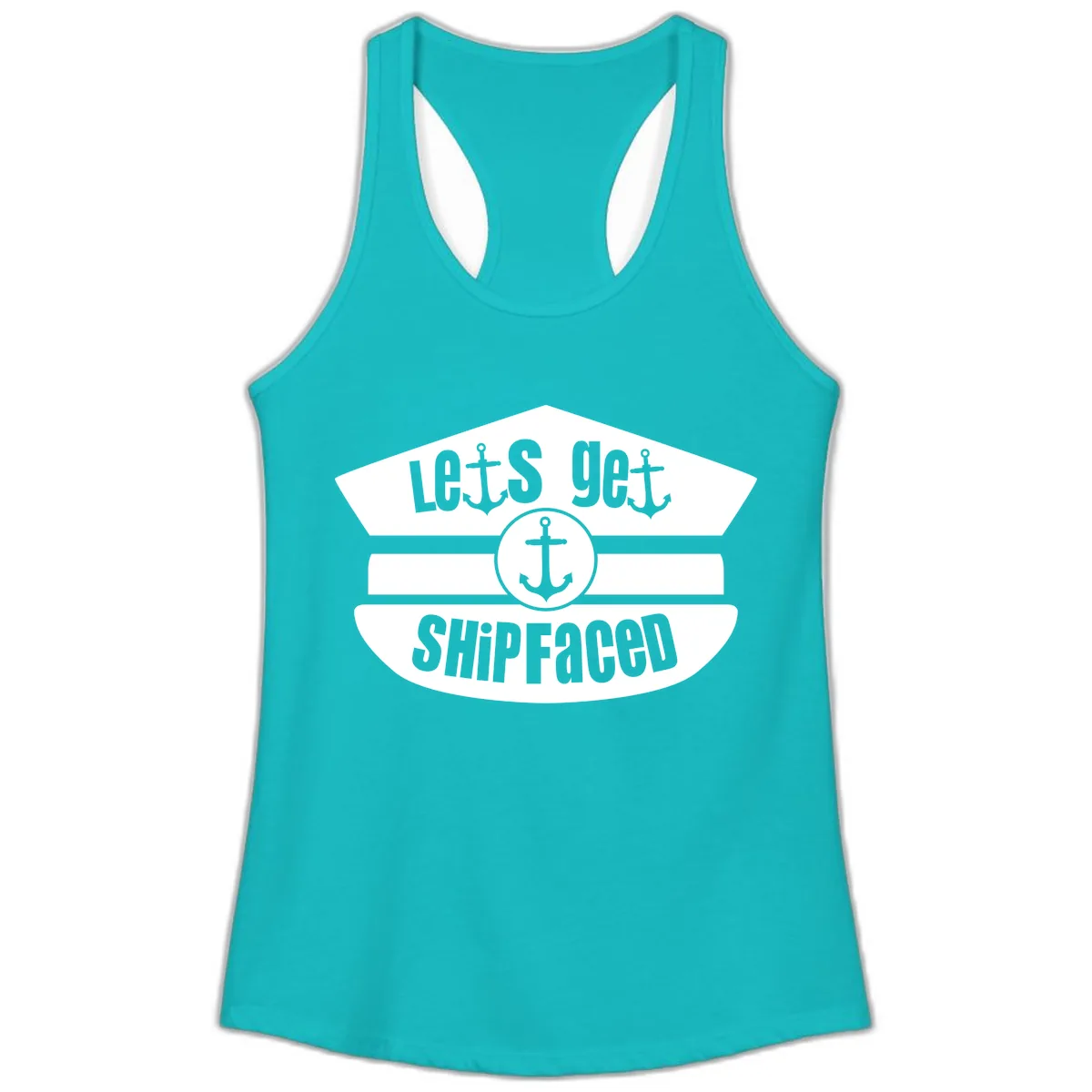 Let's Get Shipfaced Ladies Tank in Tahiti Blue