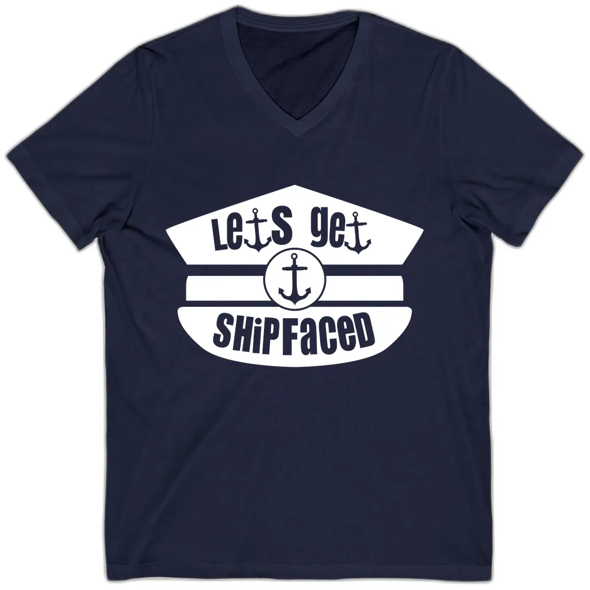Let's Get Shipfaced V-Neck in Navy