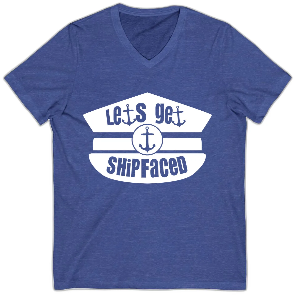 Let's Get Shipfaced V-Neck in Heather True Royal