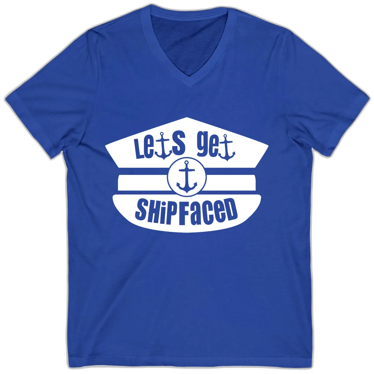 Let's Get Shipfaced V-Neck in True Royal