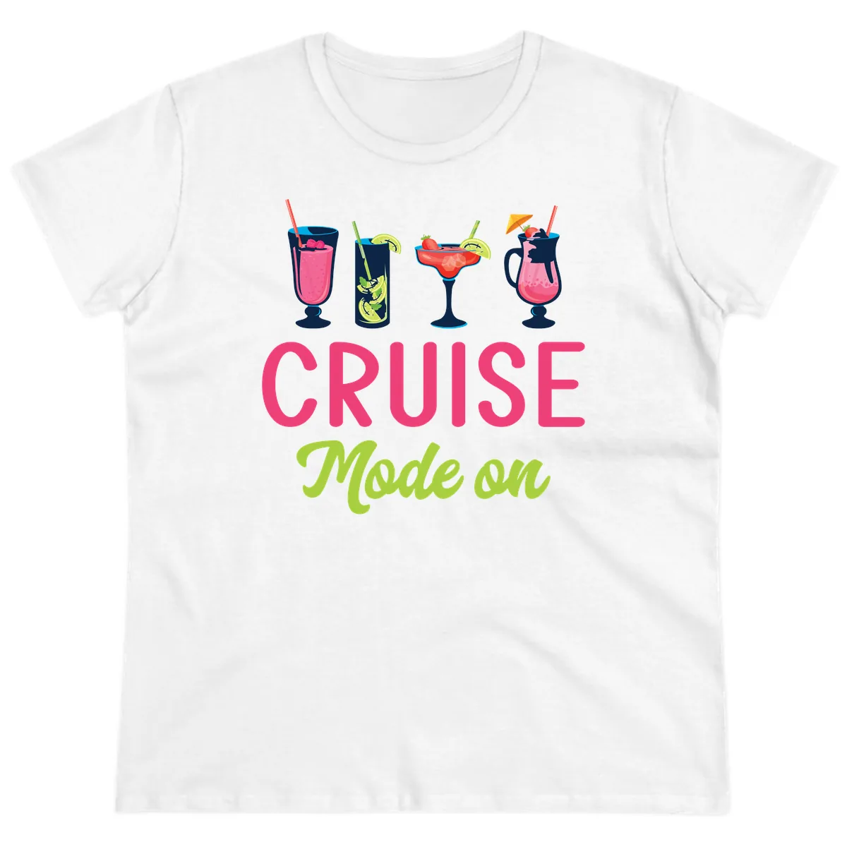 Cruise Mode On Ladies Tee in White