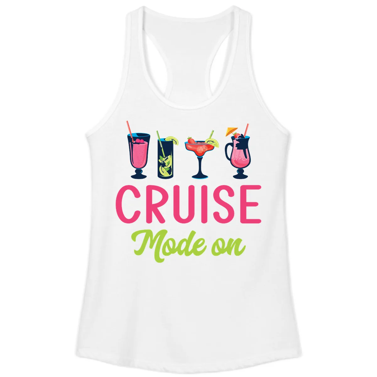 Cruise Mode On Ladies Tank in White