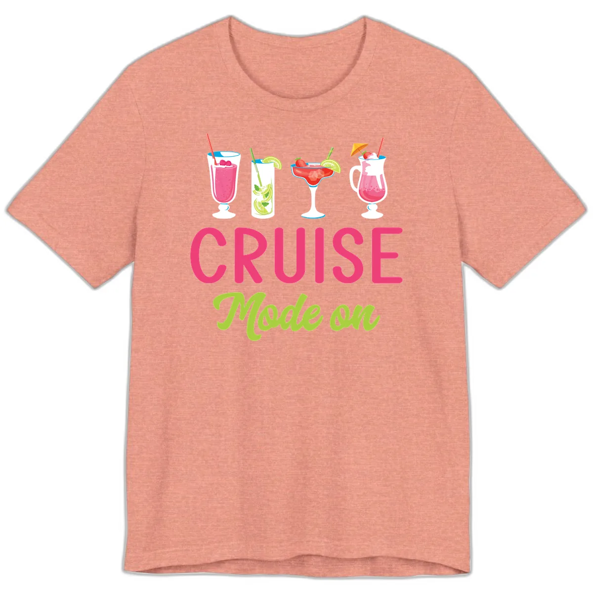 Cruise Mode On Premium T-Shirt in Heather Sunset