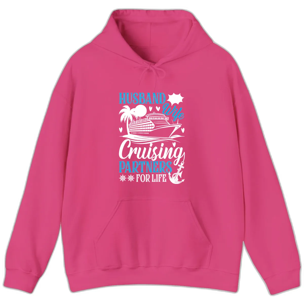 Husband Cruising Partners For Life Hoodie in Heliconia