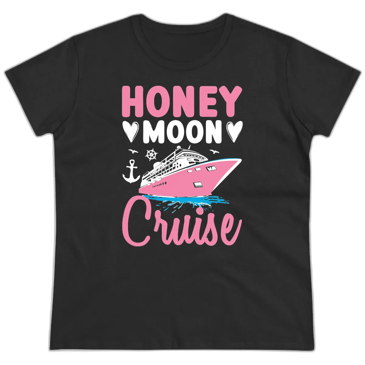 Honeymoon Cruise Club Ladies Tee in Black