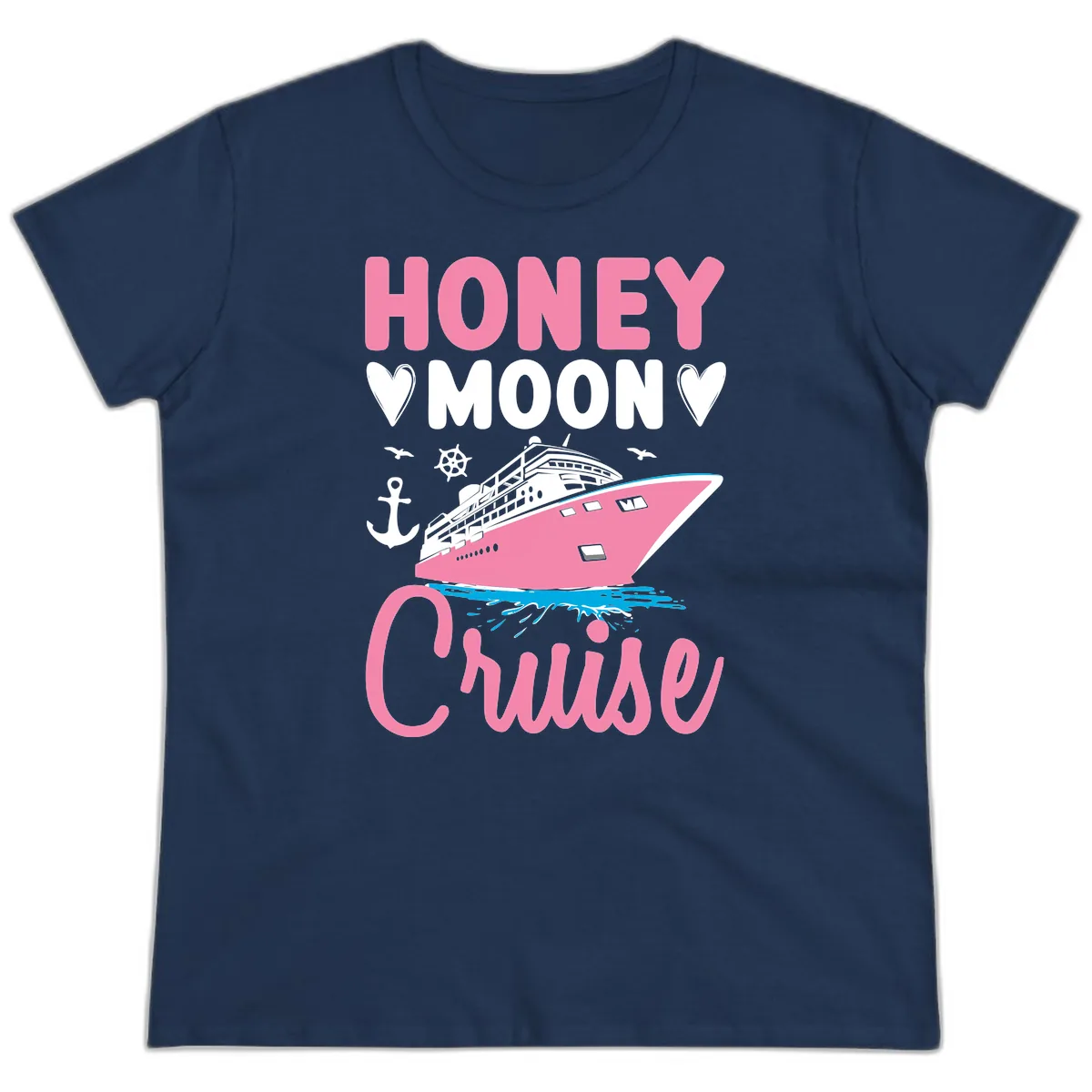 Honeymoon Cruise Club Ladies Tee in Navy