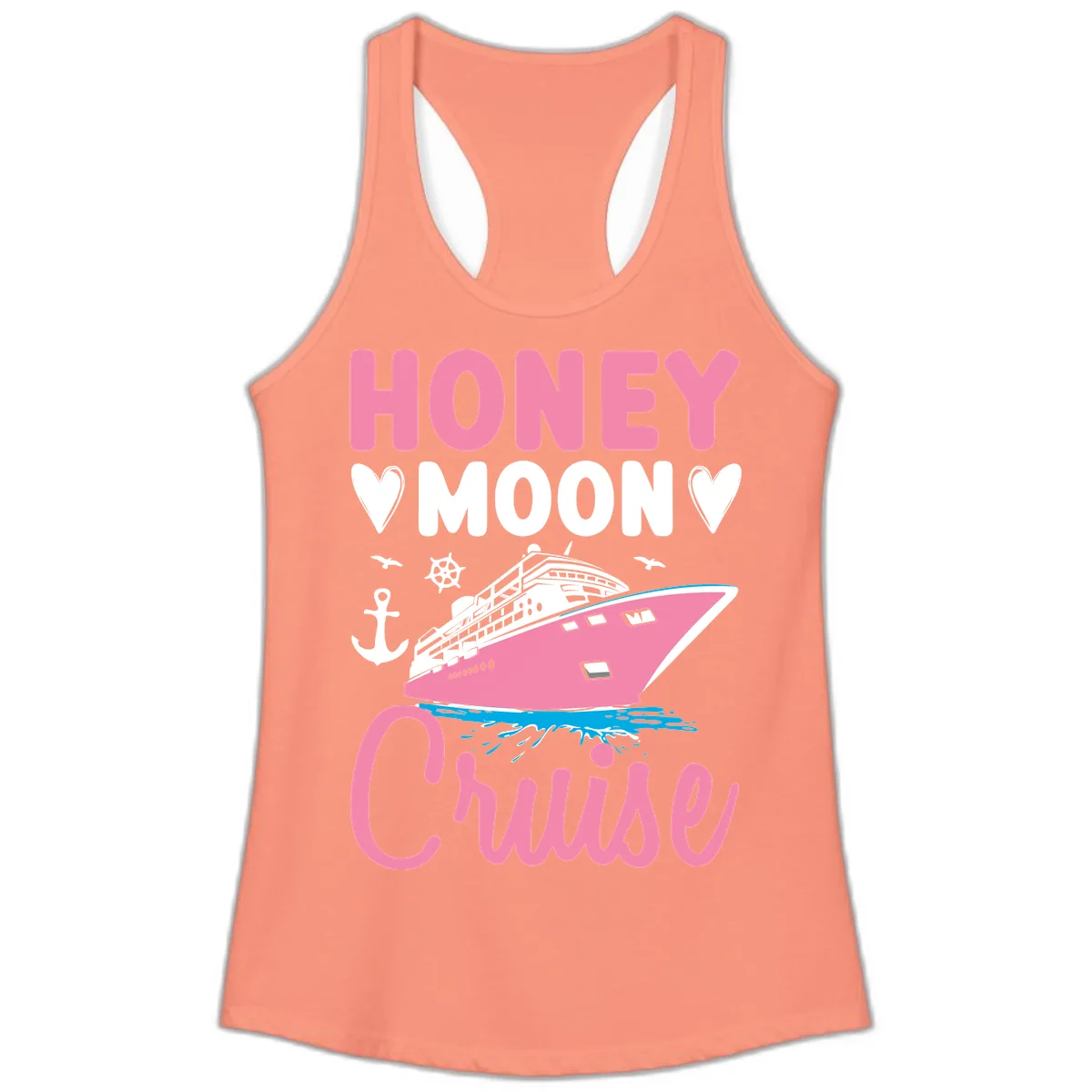 Honeymoon Cruise Club Ladies Tank in Solid Light Orange