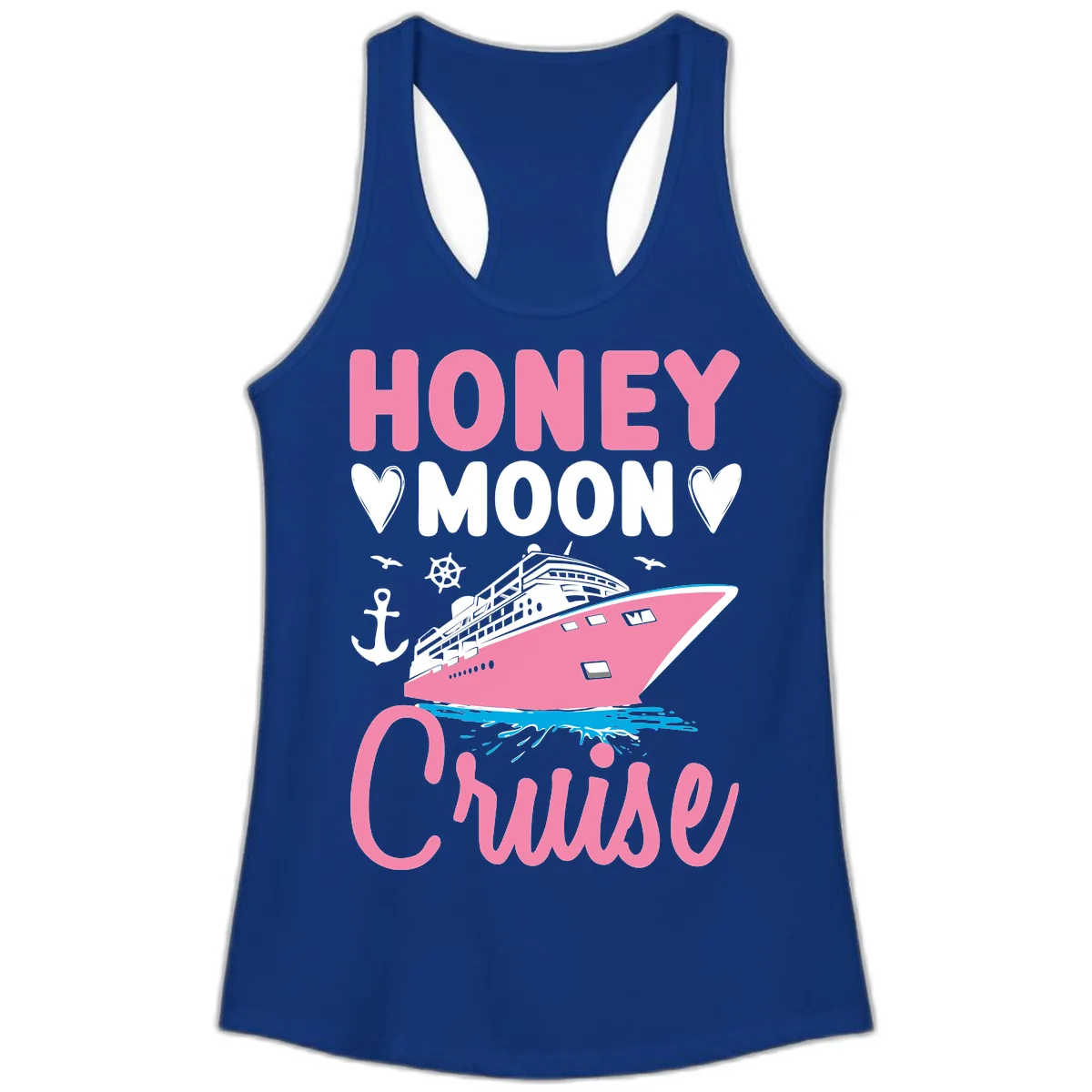 Honeymoon Cruise Club Ladies Tank in Solid Royal