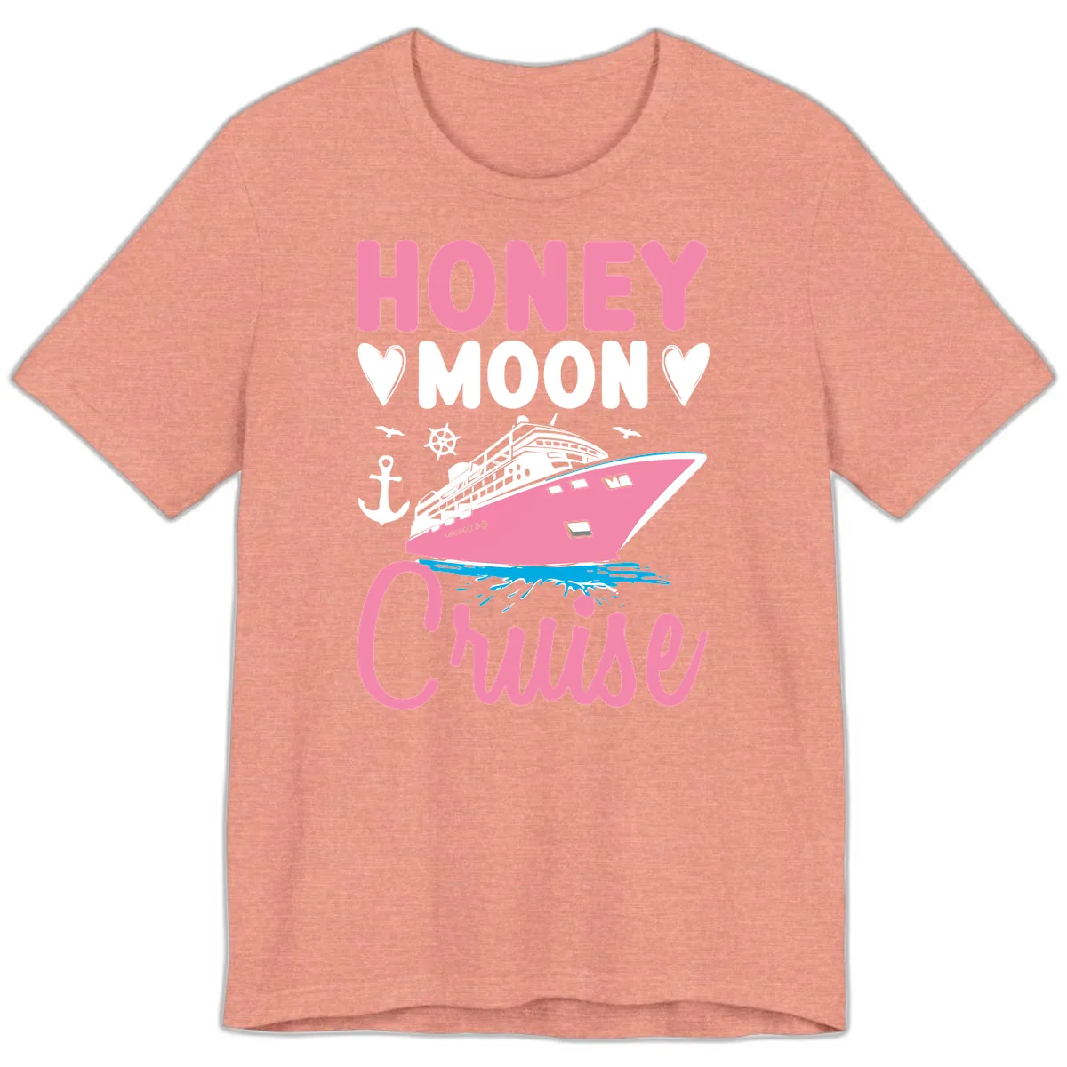 Honeymoon Cruise Club Premium T-Shirt in Heather Sunset