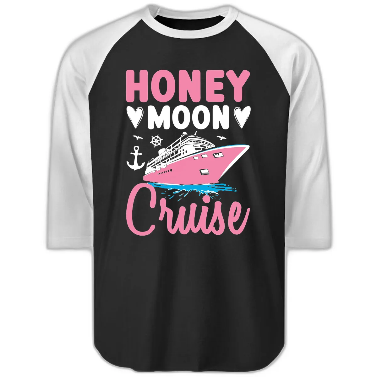Honeymoon Cruise Club Raglan 3/4 in Black White