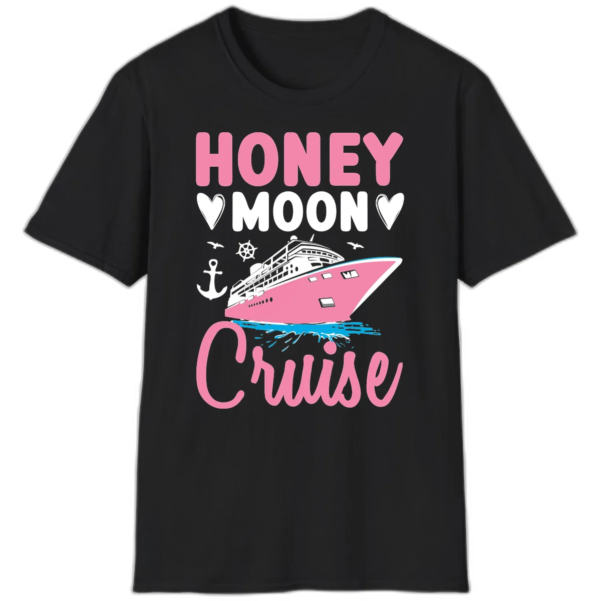 Honeymoon Cruise Club T-Shirt in Black