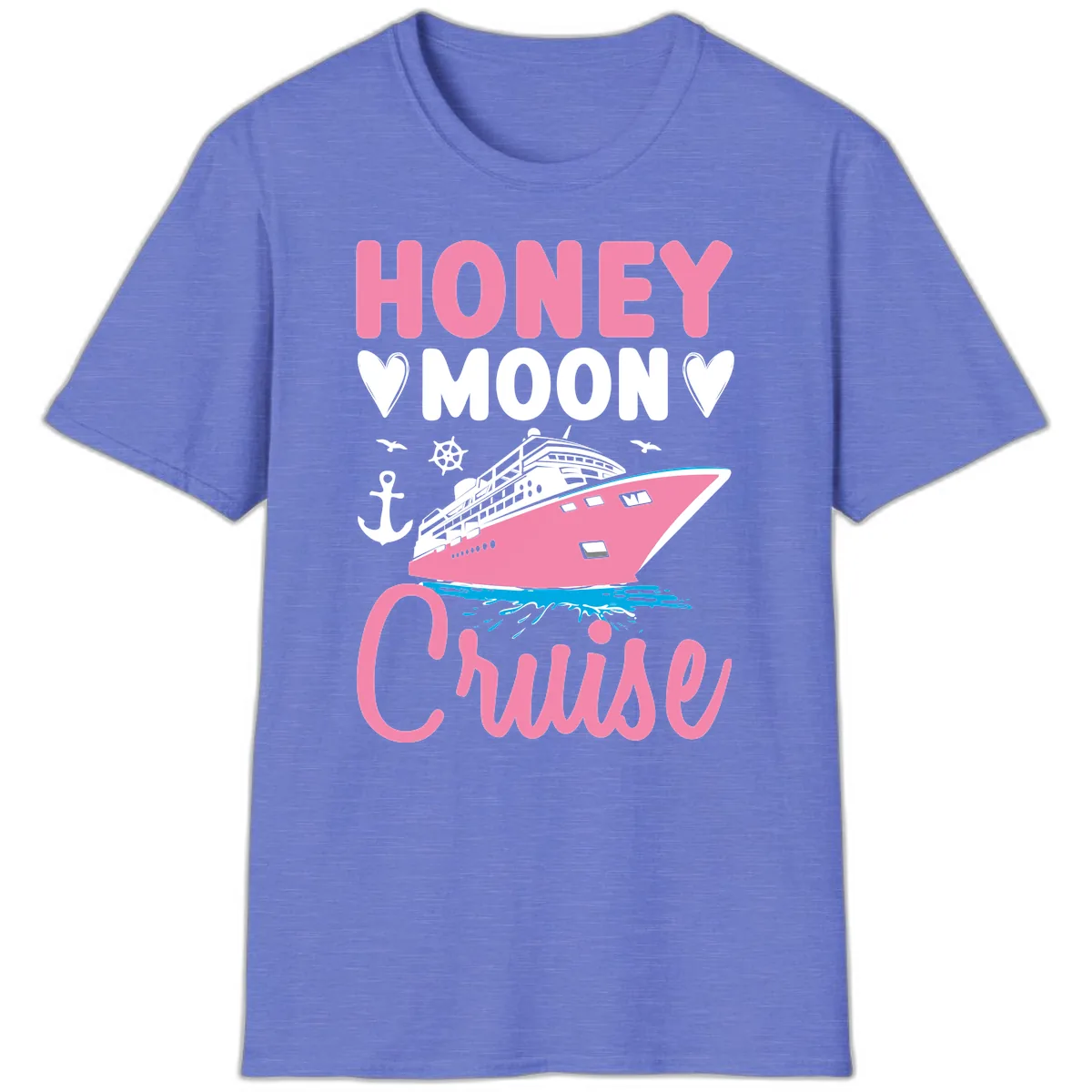 Honeymoon Cruise Club T-Shirt in Heather Royal