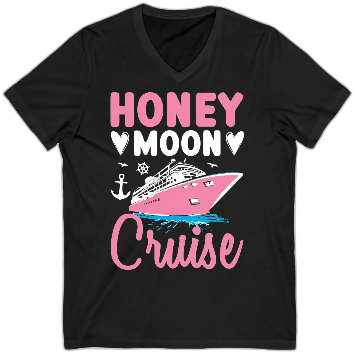 Honeymoon Cruise Club V-Neck in Black