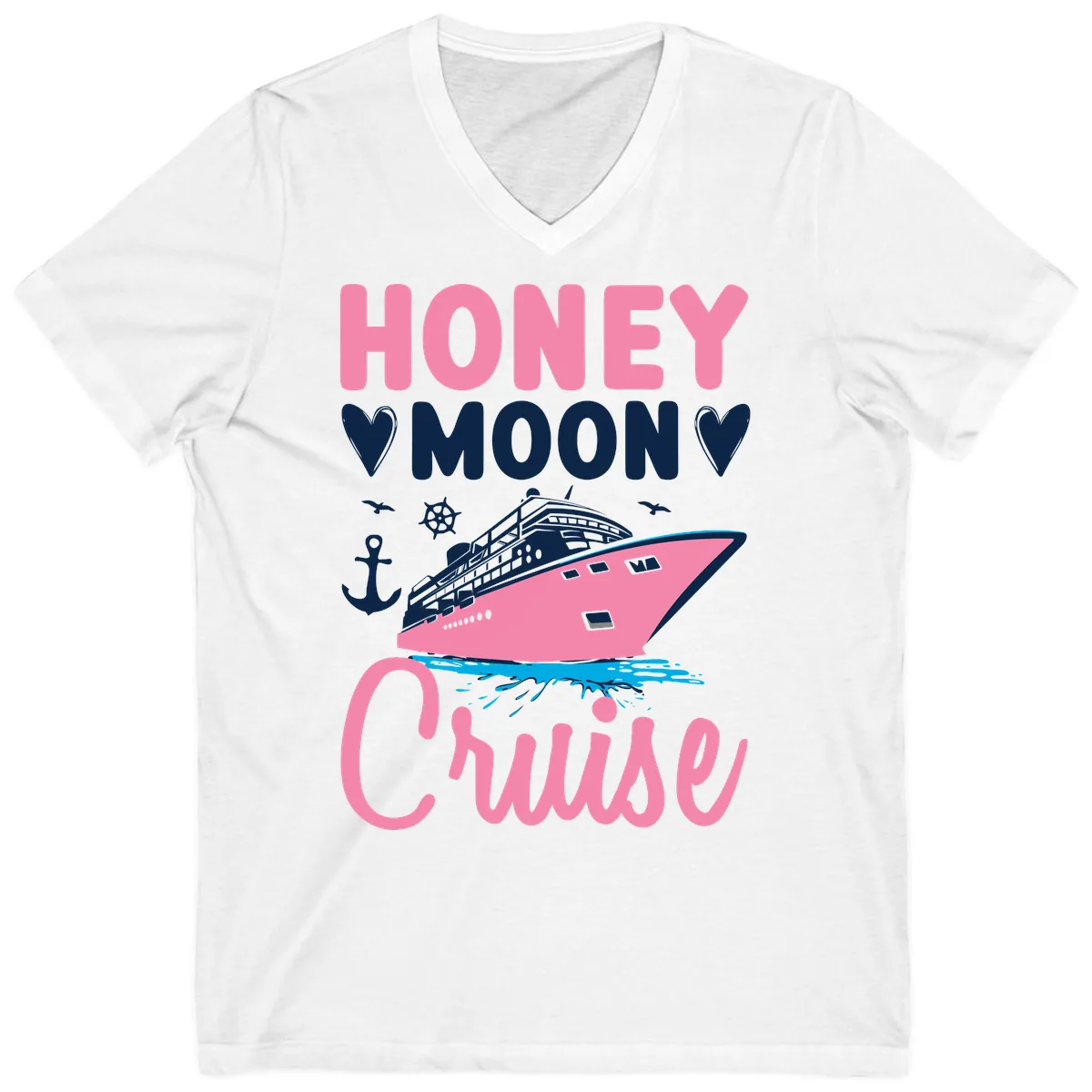 Honeymoon Cruise Club V-Neck in White