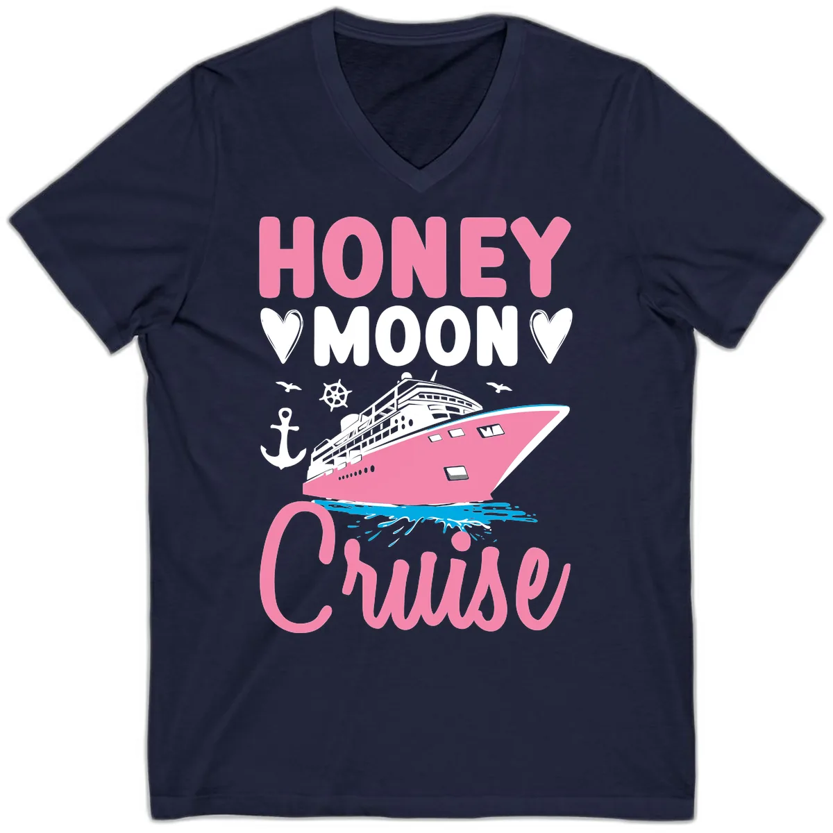 Honeymoon Cruise Club V-Neck in Navy