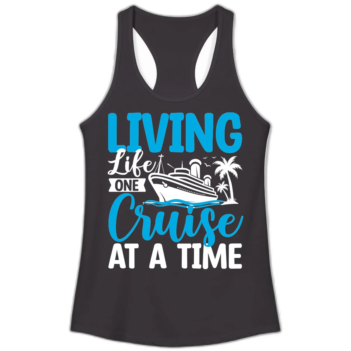 Living Like One Cruise At A Time Ladies Tank in Black