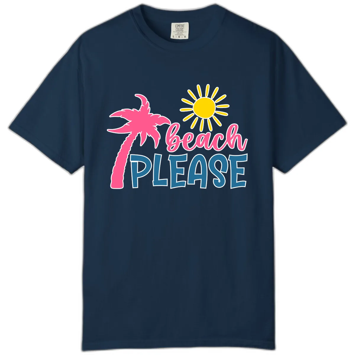 Beach Please Palm Sun Comfort Color in True Navy