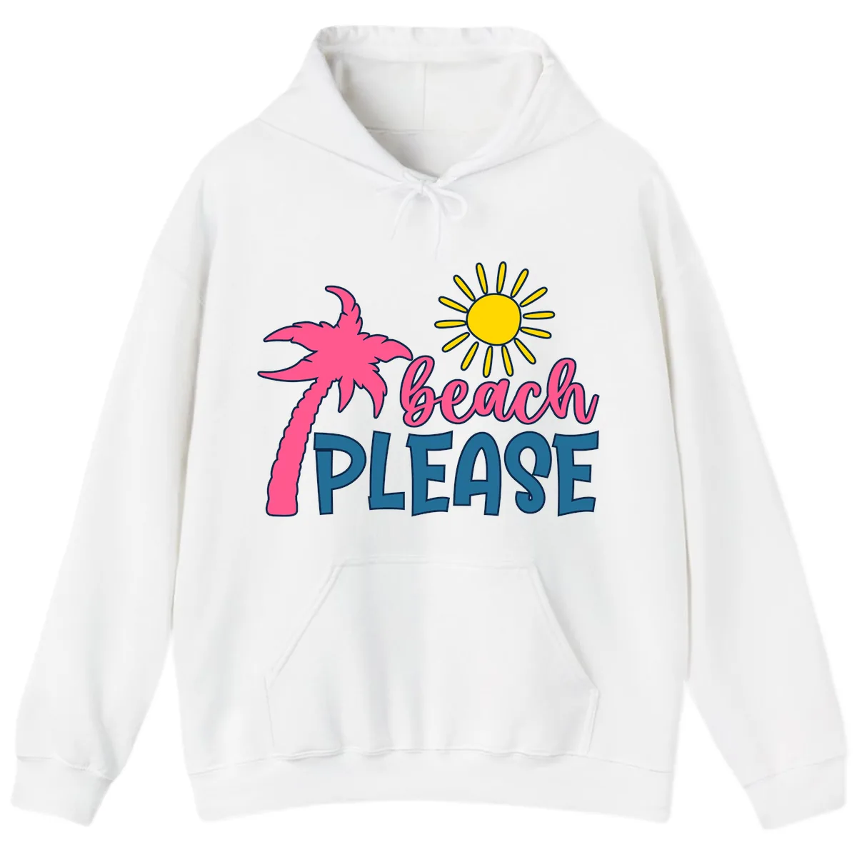 Beach Please Palm Sun Hoodie in White