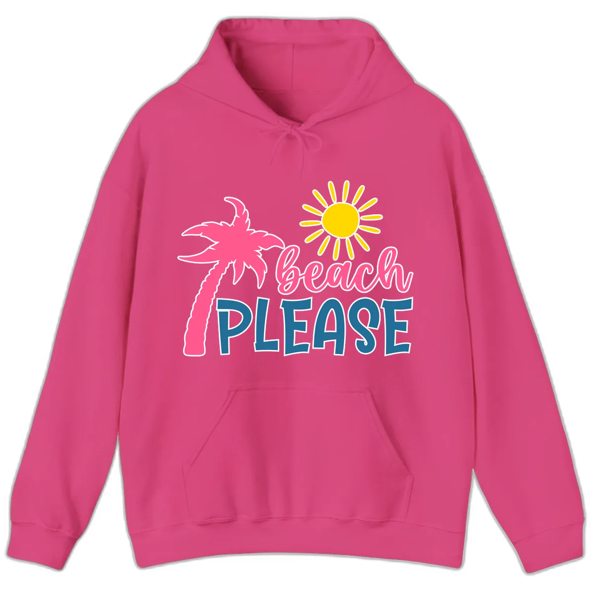 Beach Please Palm Sun Hoodie in Heliconia
