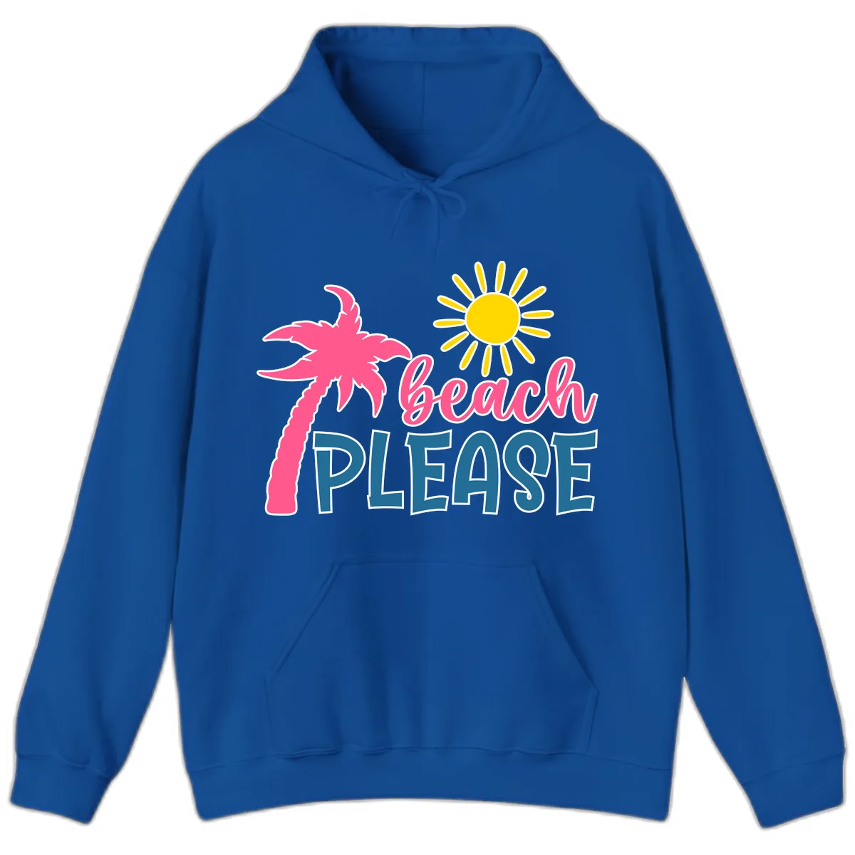 Beach Please Palm Sun Hoodie in Royal