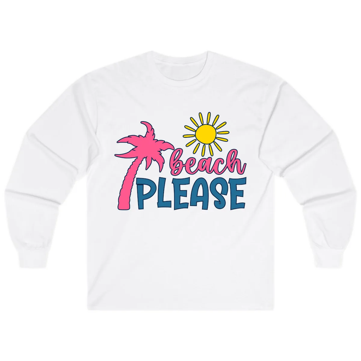 Beach Please Palm Sun Long Sleeve in White