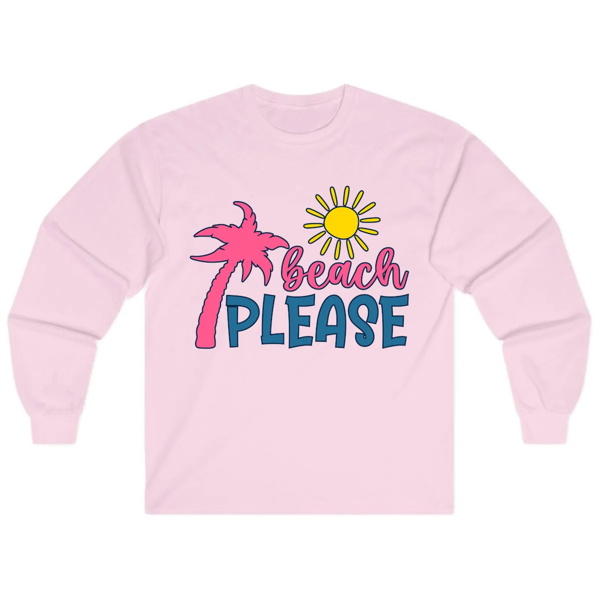 Beach Please Palm Sun Long Sleeve in Light Pink